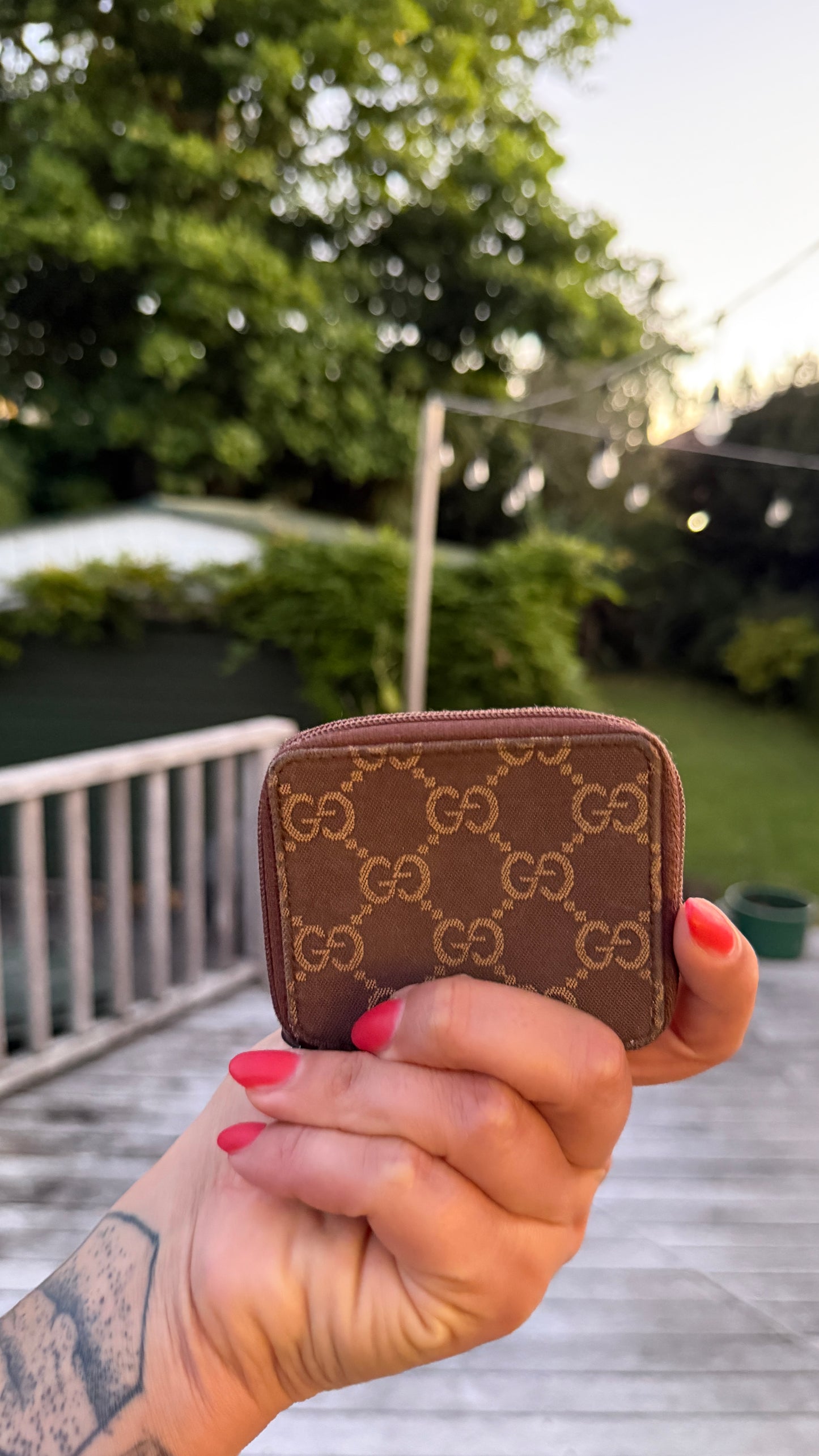 Gucci GG Imprime Leather & Canvas Coin Purse
