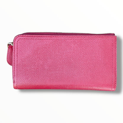 Burberry L-shaped Zipper Long Wallet in Red Leather