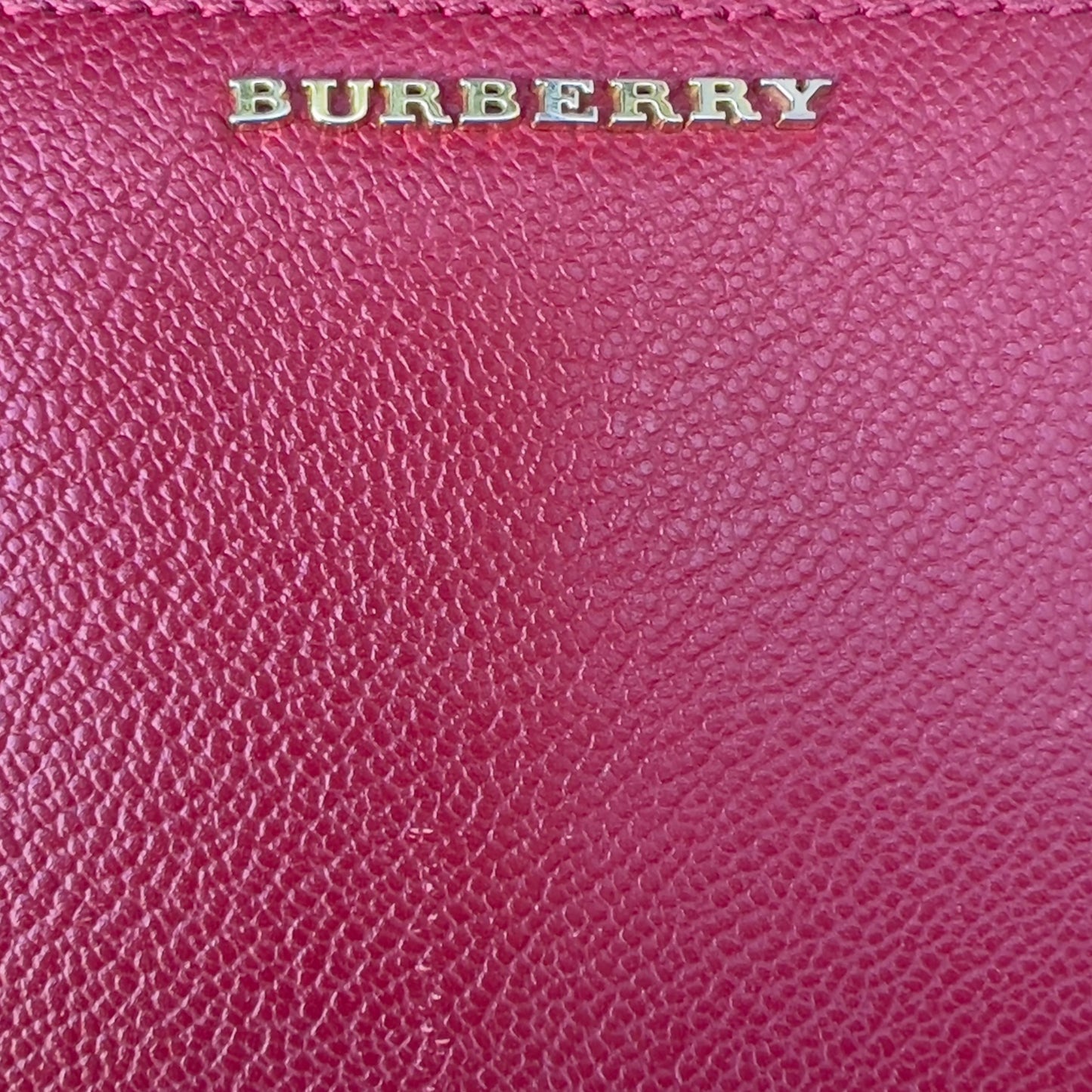 Burberry L-shaped Zipper Long Wallet in Red Leather