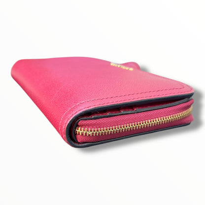 Burberry L-shaped Zipper Long Wallet in Red Leather