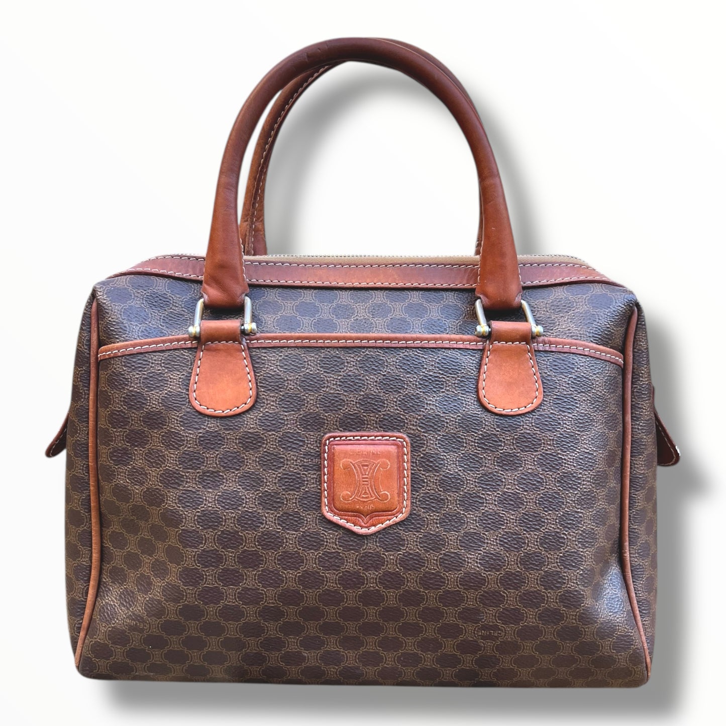 CELINE Triomphe Canvas Handbag with Outside Pockets