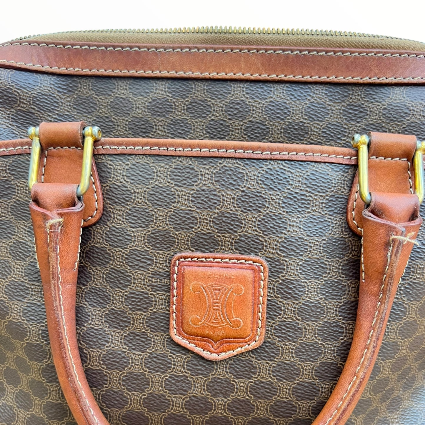 CELINE Triomphe Canvas Handbag with Outside Pockets