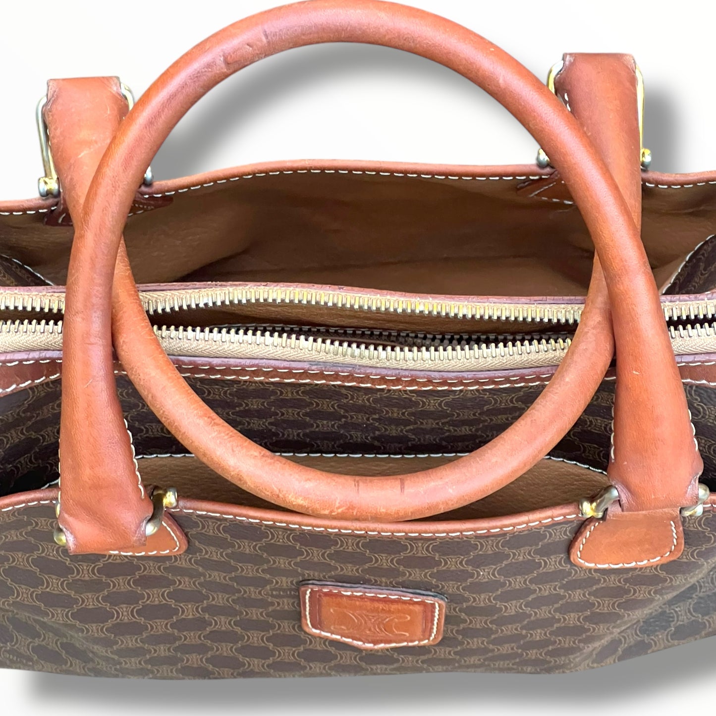 CELINE Triomphe Canvas Handbag with Outside Pockets