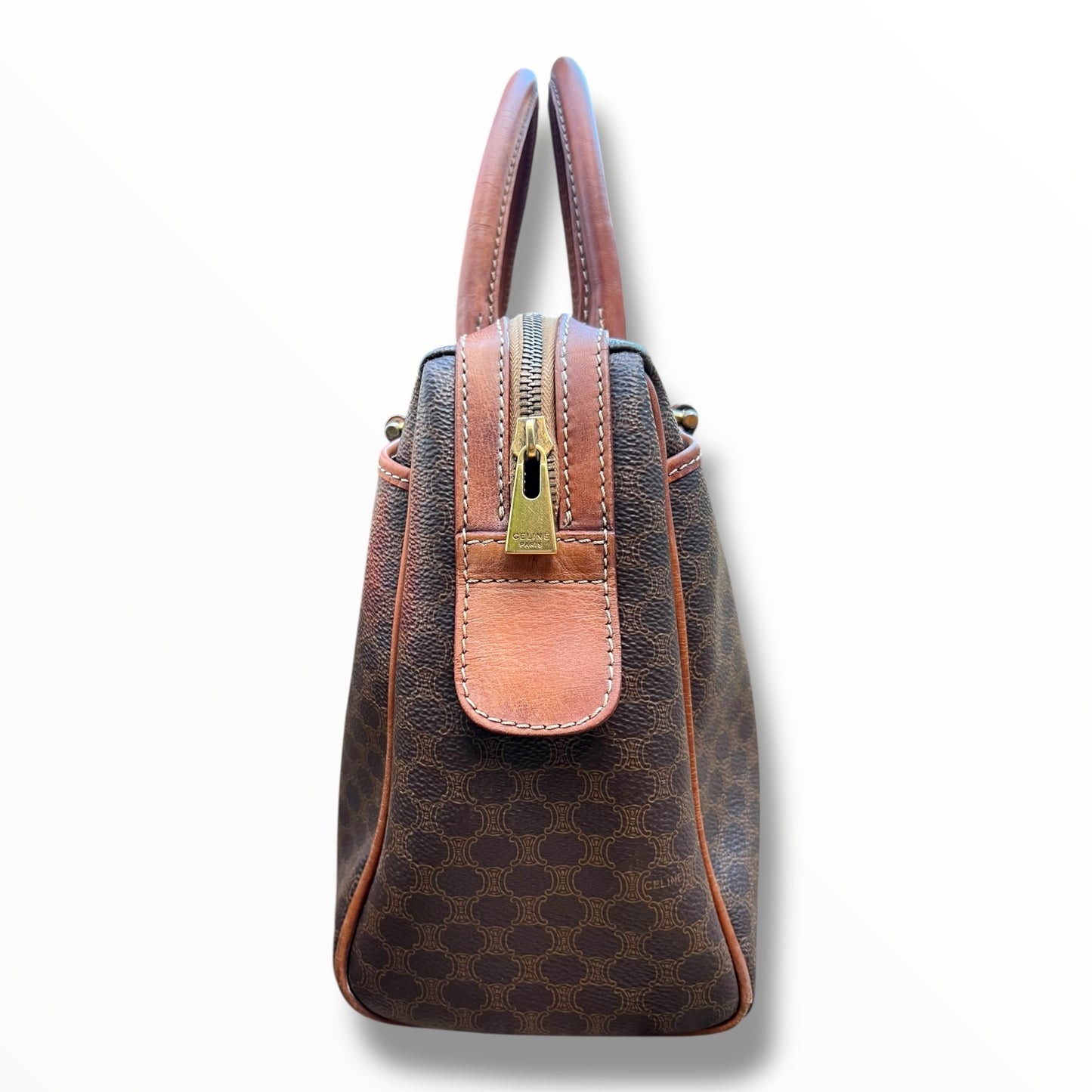 CELINE Triomphe Canvas Handbag with Outside Pockets