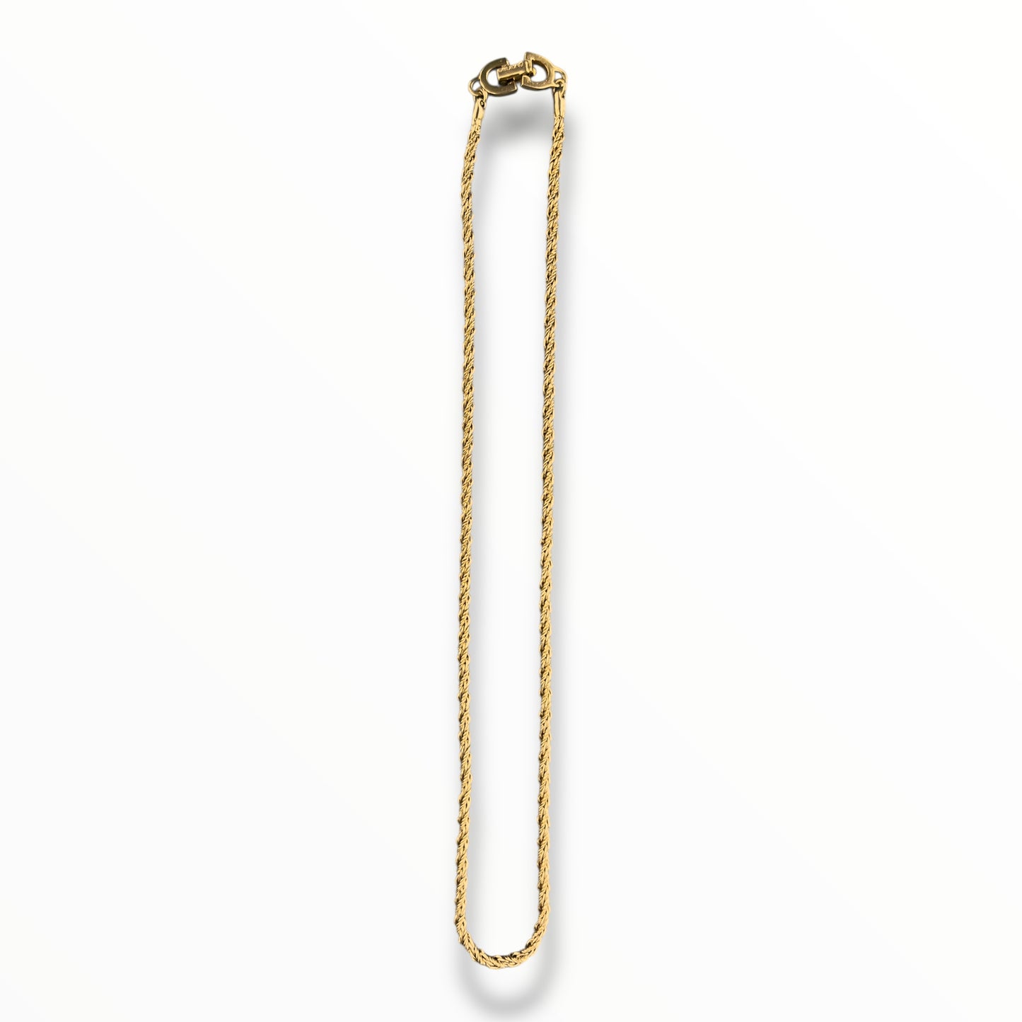 Christian Dior Gold Metal Twisted Rope Necklace