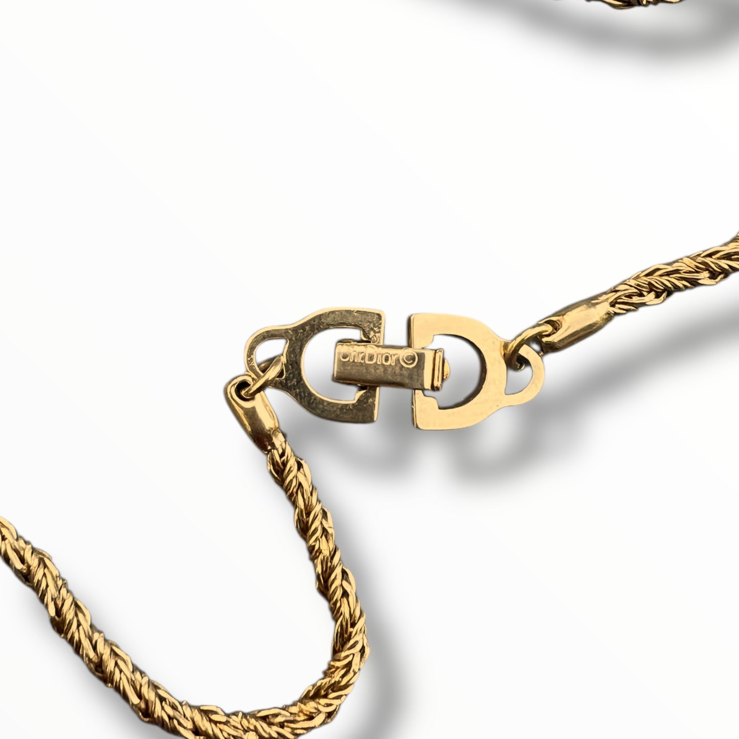 Christian Dior Gold Metal Twisted Rope Necklace