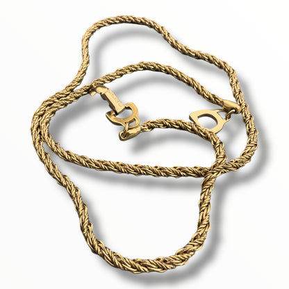 Christian Dior Gold Metal Twisted Rope Necklace