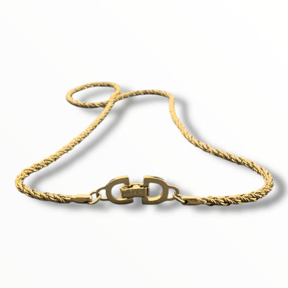 Christian Dior Gold Metal Twisted Rope Necklace