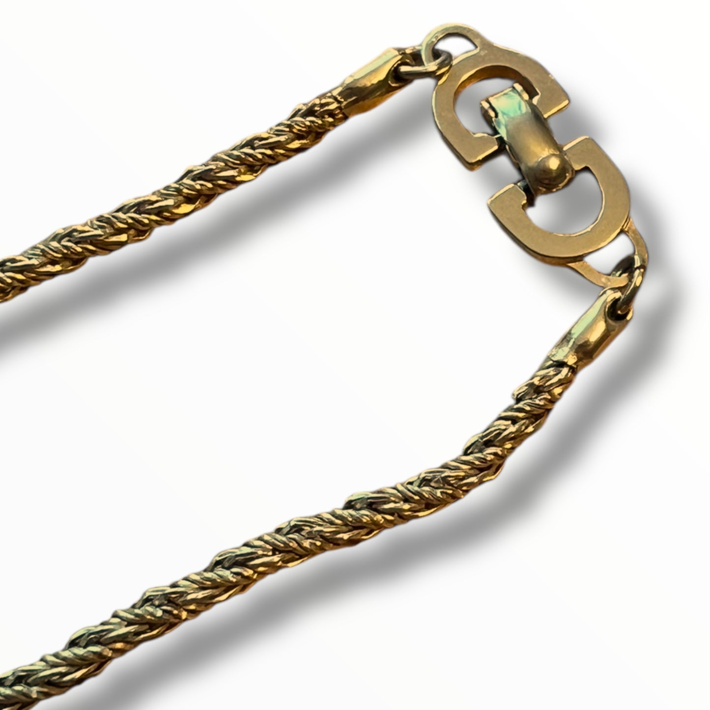 Christian Dior Gold Metal Twisted Rope Necklace