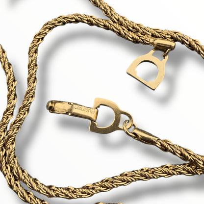 Christian Dior Gold Metal Twisted Rope Necklace