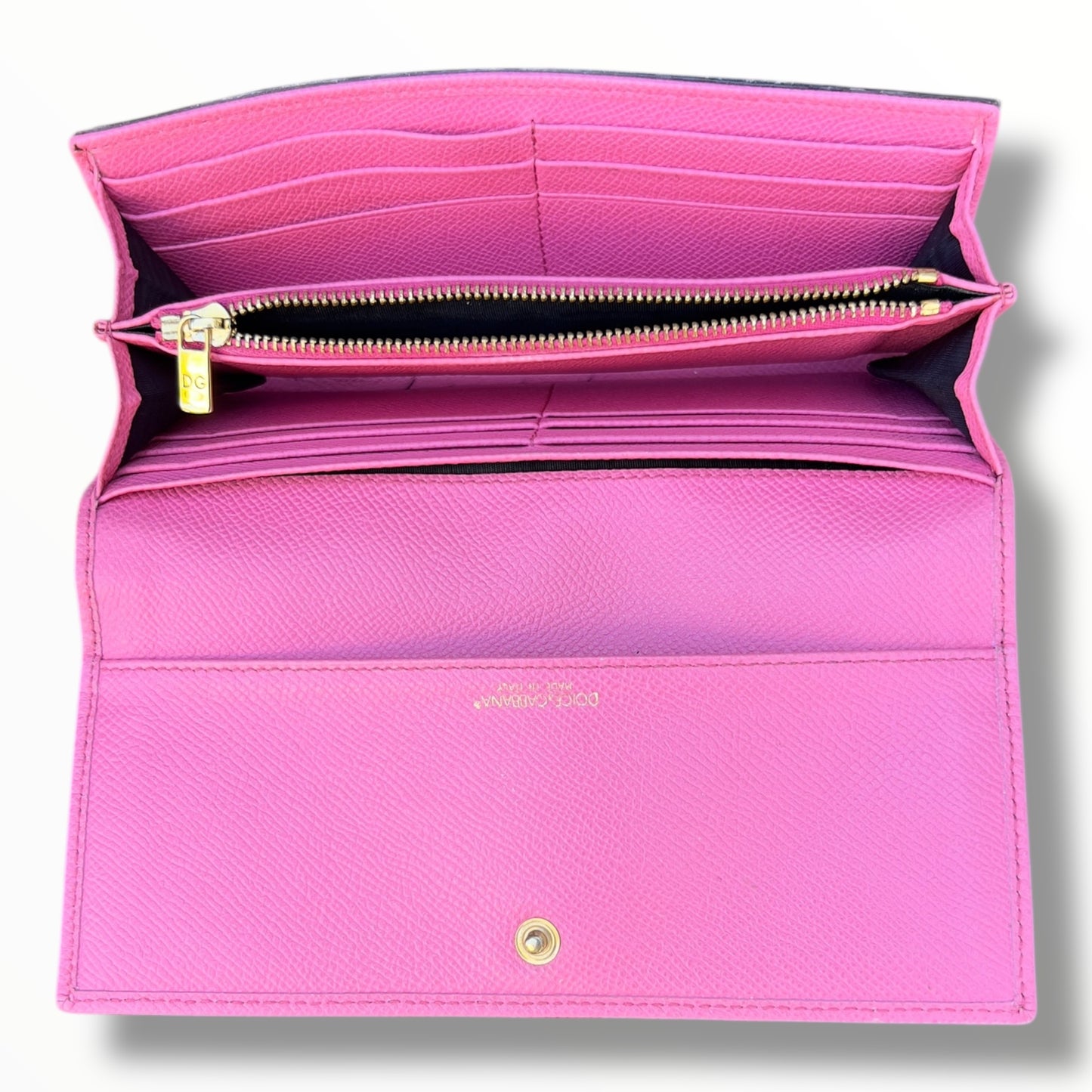 Dolce & Gabbana Long Wallet in Brown Leopard Print & Pink Leather