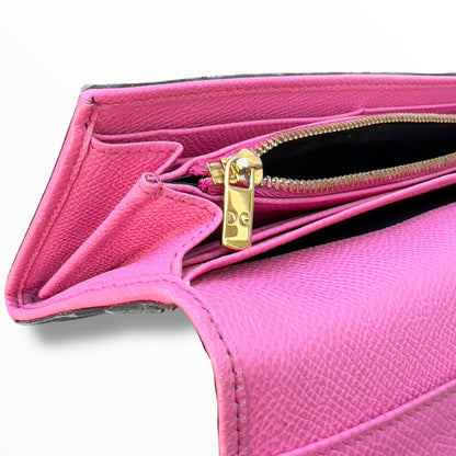 Dolce & Gabbana Long Wallet in Brown Leopard Print & Pink Leather