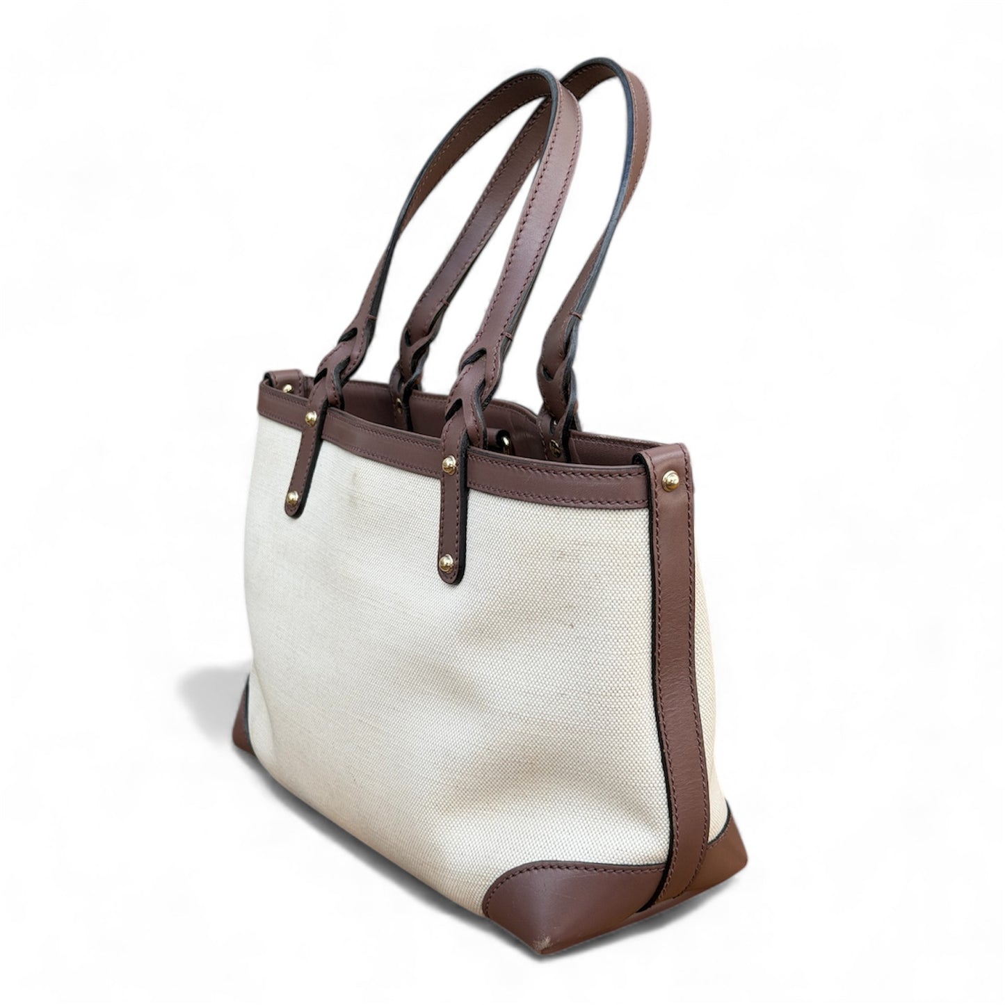 Gucci Beige Canvas Logo Craft Tote Bag