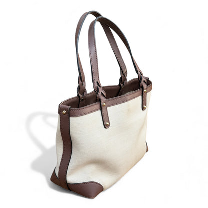 Gucci Beige Canvas Logo Craft Tote Bag