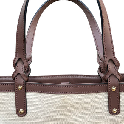 Gucci Beige Canvas Logo Craft Tote Bag