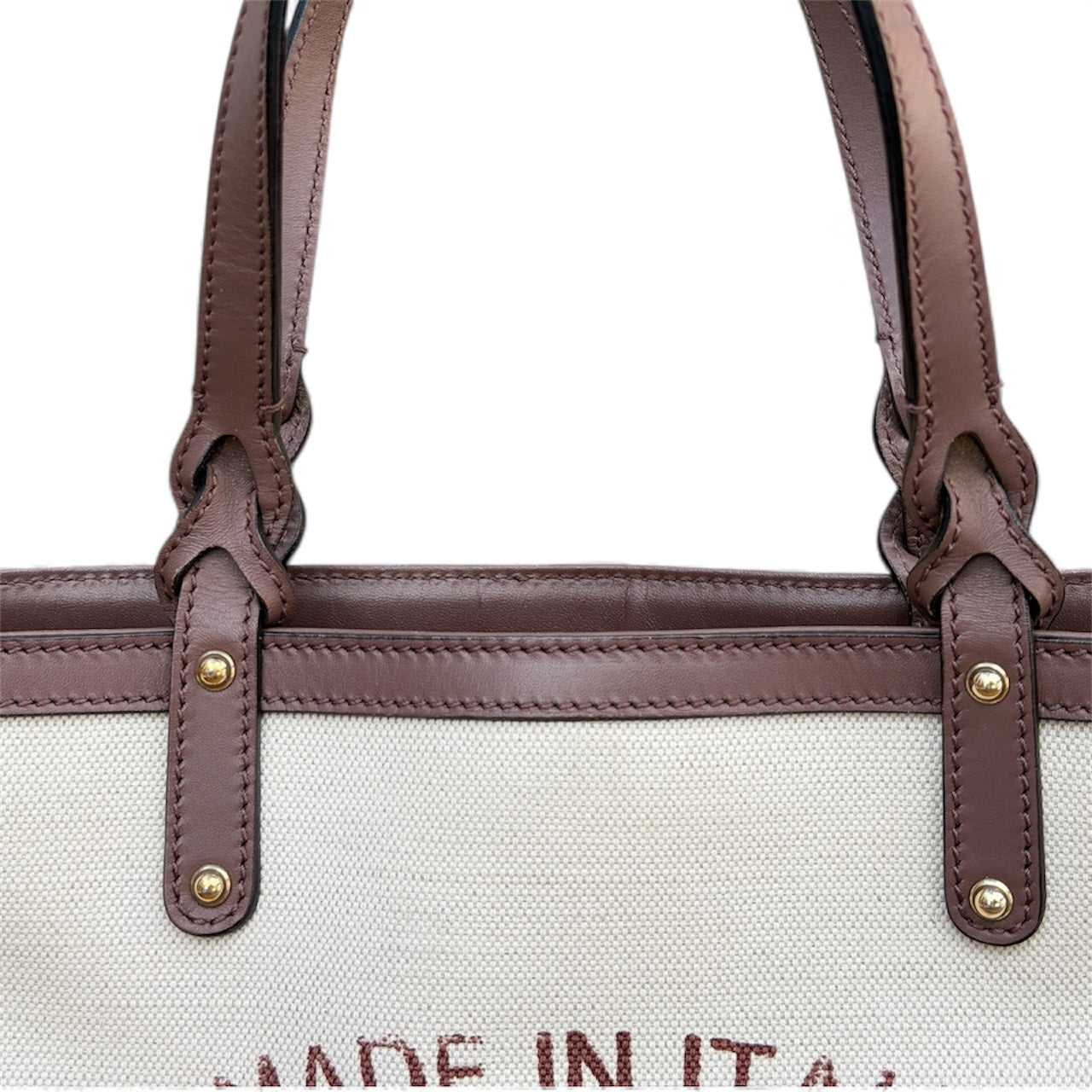 Gucci Beige Canvas Logo Craft Tote Bag