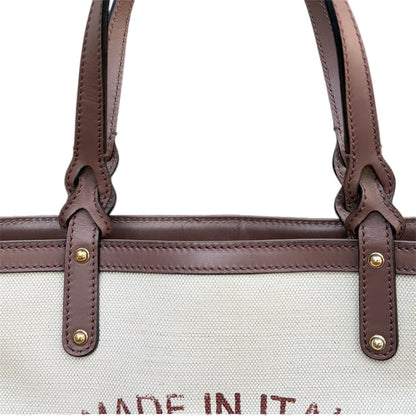 Gucci Beige Canvas Logo Craft Tote Bag