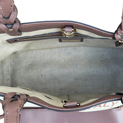 Gucci Beige Canvas Logo Craft Tote Bag