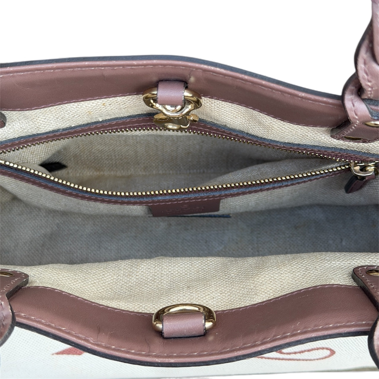 Gucci Beige Canvas Logo Craft Tote Bag