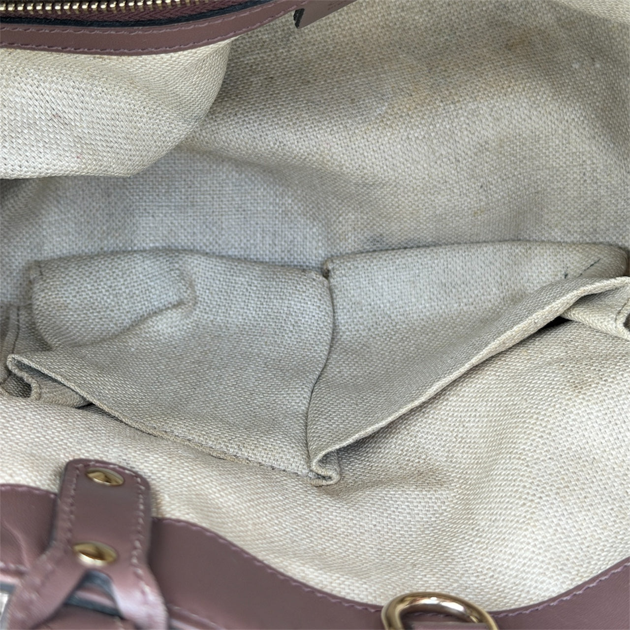 Gucci Beige Canvas Logo Craft Tote Bag