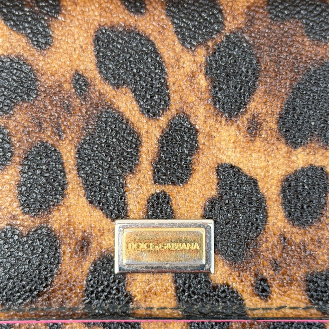 Dolce & Gabbana Long Wallet in Brown Leopard Print & Pink Leather