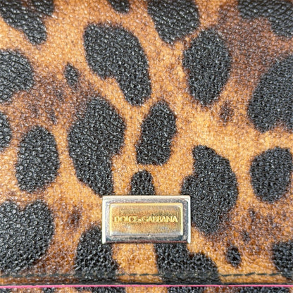 Dolce & Gabbana Long Wallet in Brown Leopard Print & Pink Leather