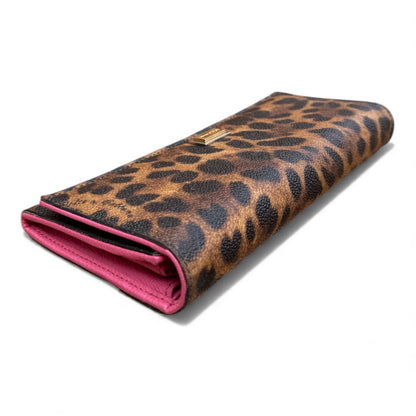 Dolce & Gabbana Long Wallet in Brown Leopard Print & Pink Leather