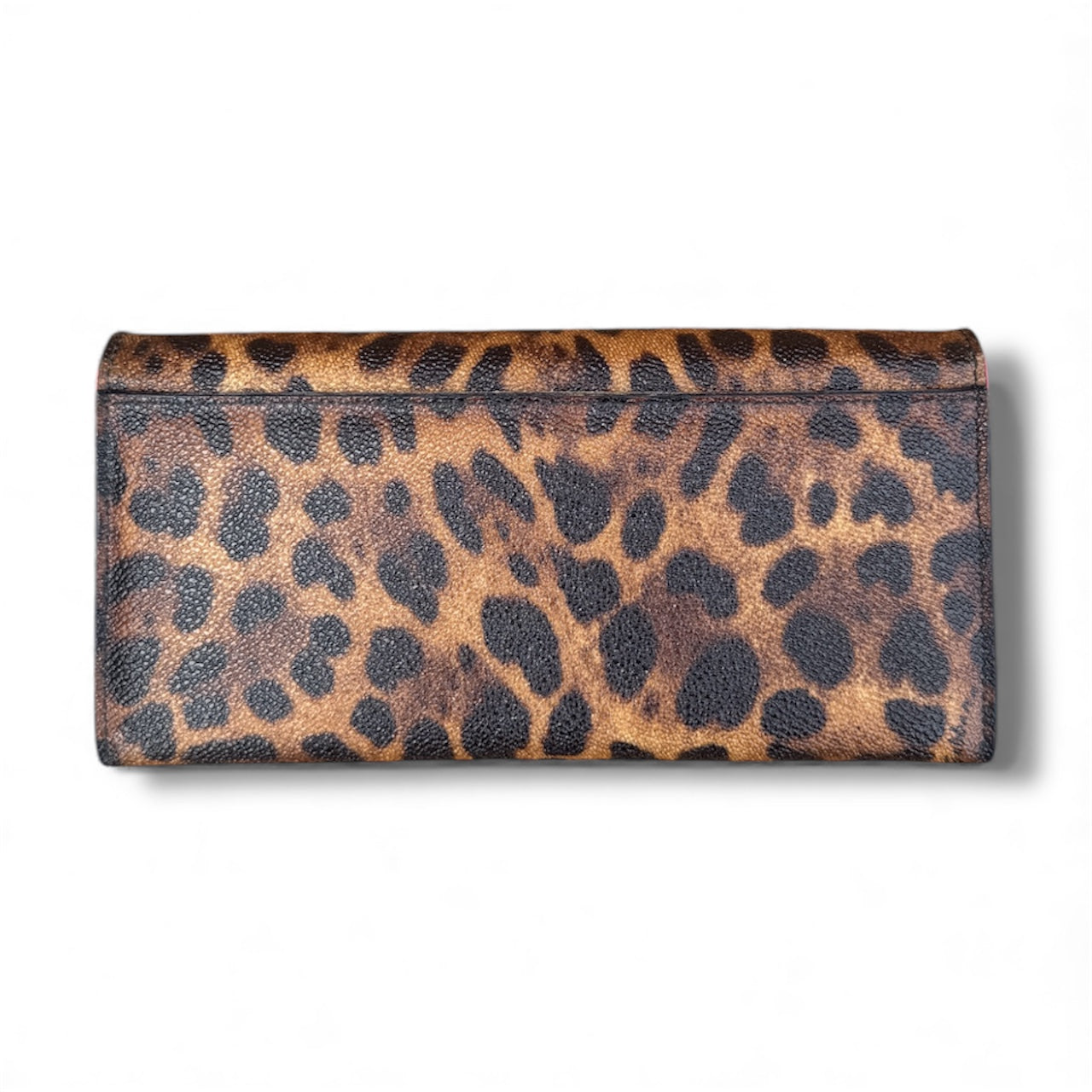 Dolce & Gabbana Long Wallet in Brown Leopard Print & Pink Leather