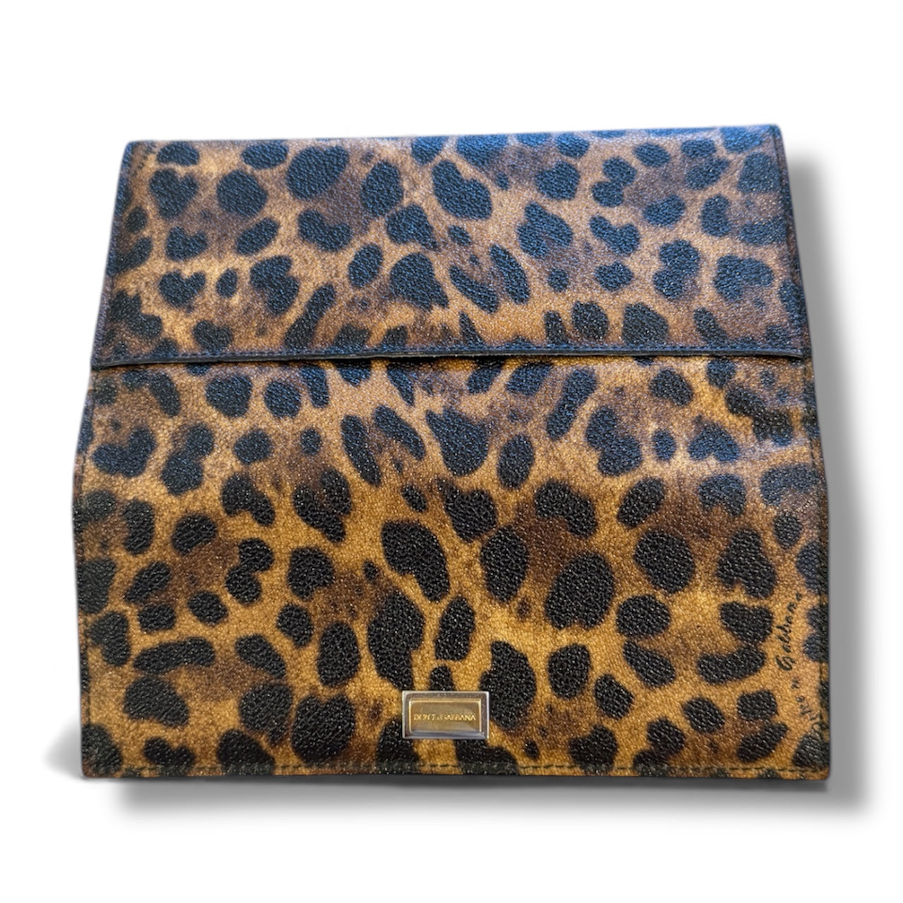 Dolce & Gabbana Long Wallet in Brown Leopard Print & Pink Leather