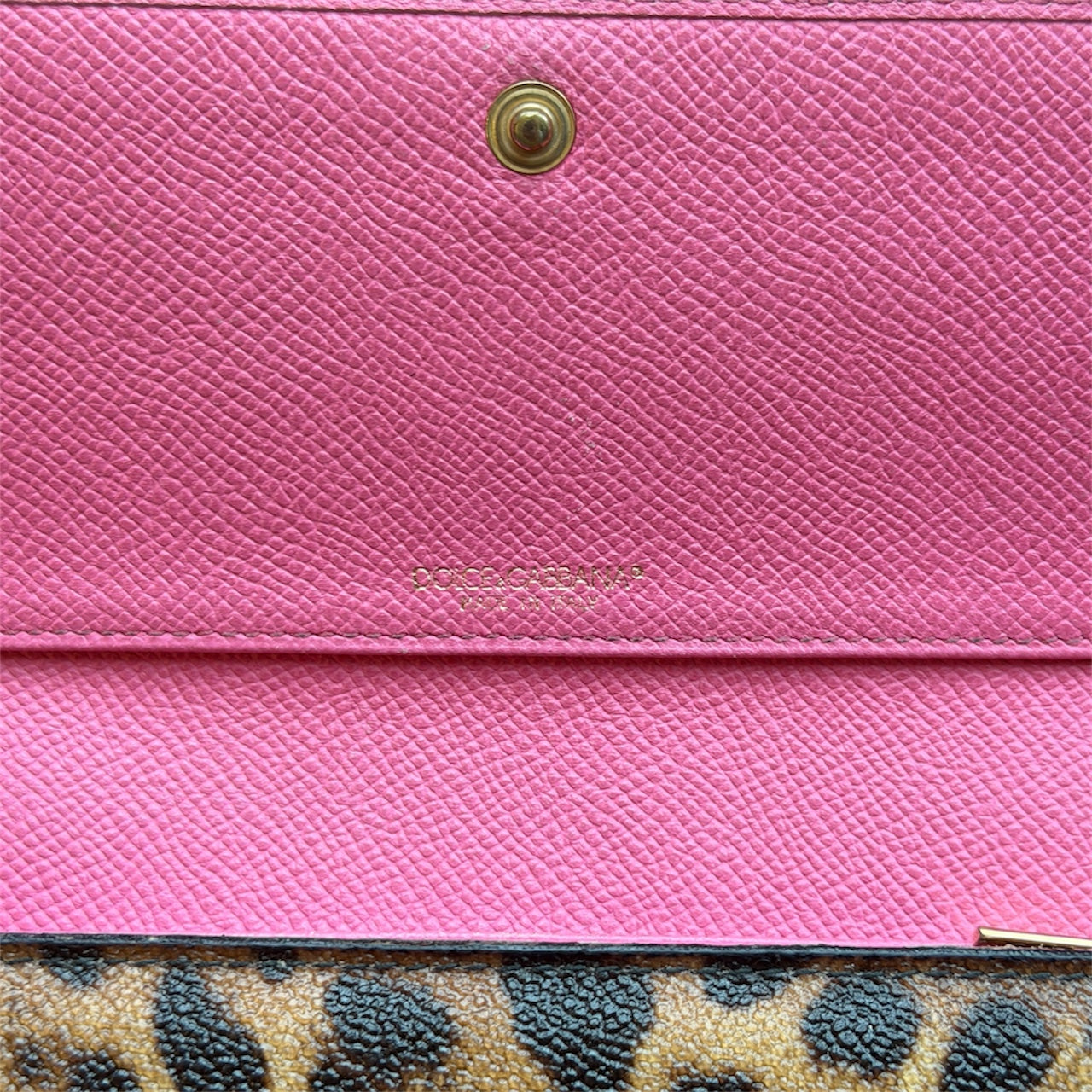 Dolce & Gabbana Long Wallet in Brown Leopard Print & Pink Leather